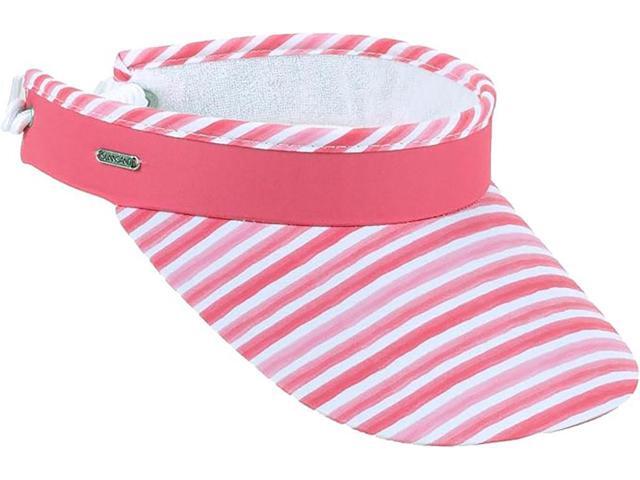 Sun N Sand Women's Adjustable Coil Visor UV 50, Brim 3.5', Coral Stripes