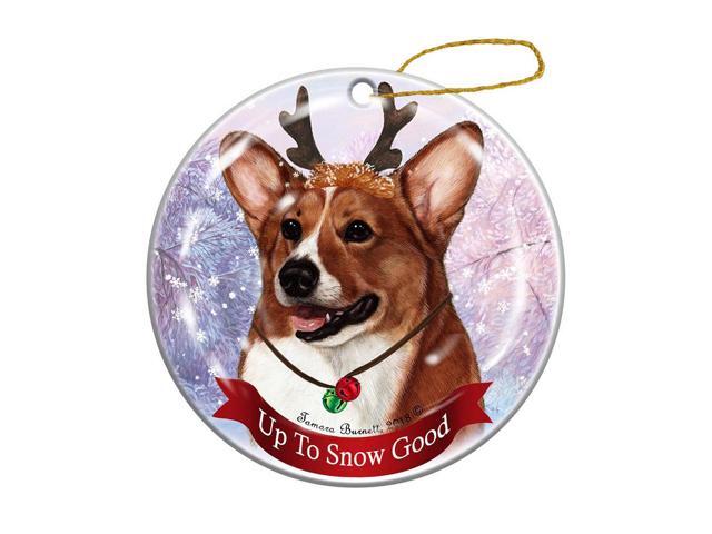 Holiday Pet Gifts Pembroke Corgi Red/White Dog Porcelain Christmas Ornament