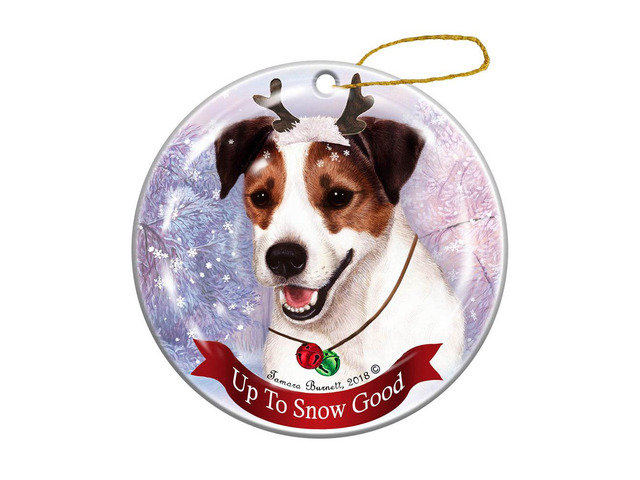 Holiday Pet Gifts Jack Russell Tricolor Dog Porcelain Christmas Ornament