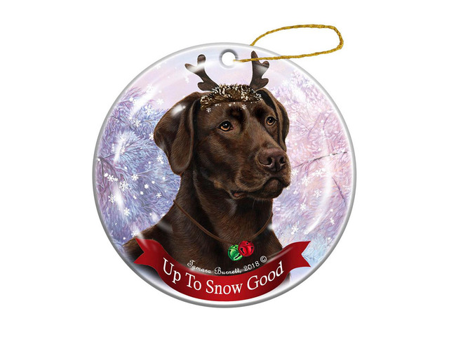 Holiday Pet Gifts Chocolate Labrador Dog Porcelain Christmas Ornament