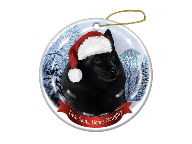 Holiday Pet Gifts Schipperke Santa Hat Dog Porcelain Christmas Tree Ornament