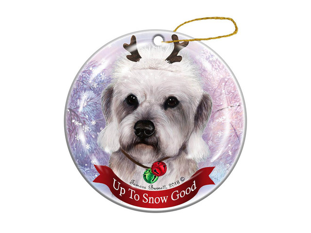 Holiday Pet Gifts Dandie Dinmont Pepper Dog Porcelain Christmas Ornament