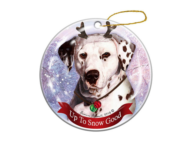 Holiday Pet Gifts Dalmatian Liver/White Dog Porcelain Christmas Ornament