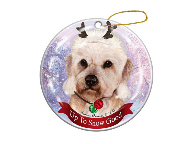 Holiday Pet Gifts Dandie Dinmont Mustard Dog Porcelain Christmas Ornament
