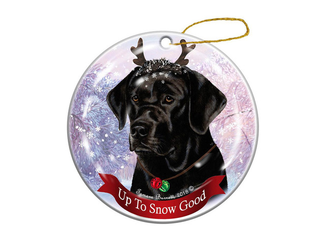 Holiday Pet Gifts Black Labrador Dog Porcelain Christmas Ornament
