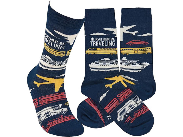 Primitives by Kathy - I'd Rather Be Traveling Unisex Socks, One Size