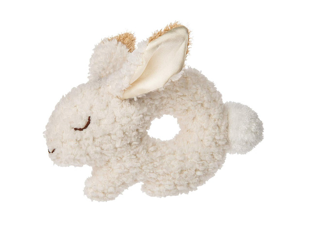 Mary Meyer Plush Stuffed Animal Oatmeal Cream Bunny Soft Ring Rattle, 7'