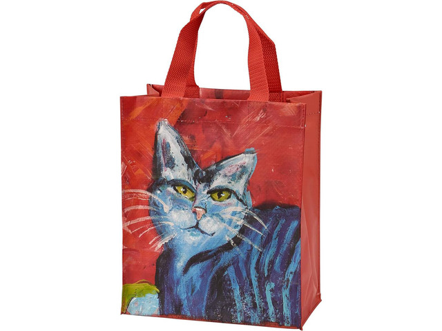 Primitives by Kathy Daily Tote - Colorful Blue Cats, 8.75' x 10.25' x 4.75'