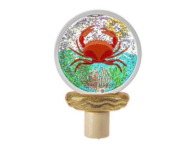 Ganz ME178416 Crab LED Shimmer Disk Night Light, 6.25-inch Height
