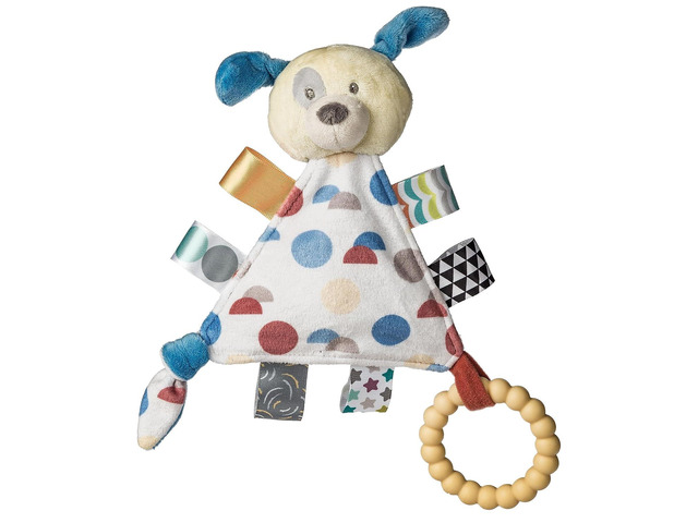 Taggies Teether Baby Rattle Triangle Activity Toy w/ Sensory Tags, 6', Puppy