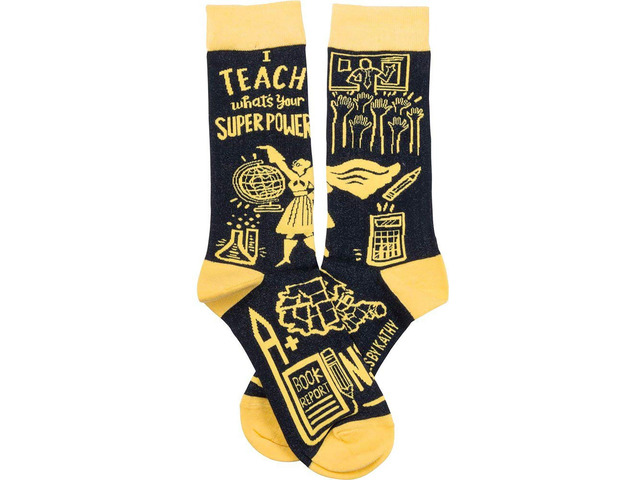 Primitives by Kathy 36270 Novelty Socks, One Size Fits Most, I Teach