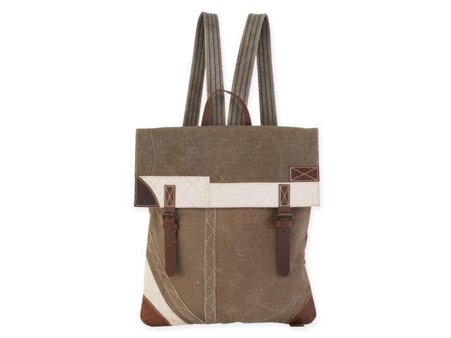 Canvas Backpack Vintage Rucksack Recycled Canvas Tent with Real Leather Trim