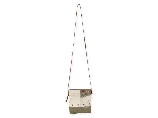 Uchi Gold Splattered Small Canvas Crossbody Recycled Canvas Leather Strap & Trim