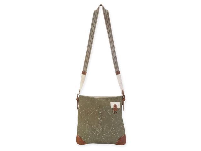 Uchi Ava Perforated Anchor Khaki Upcycled Tent Crossbody Bag