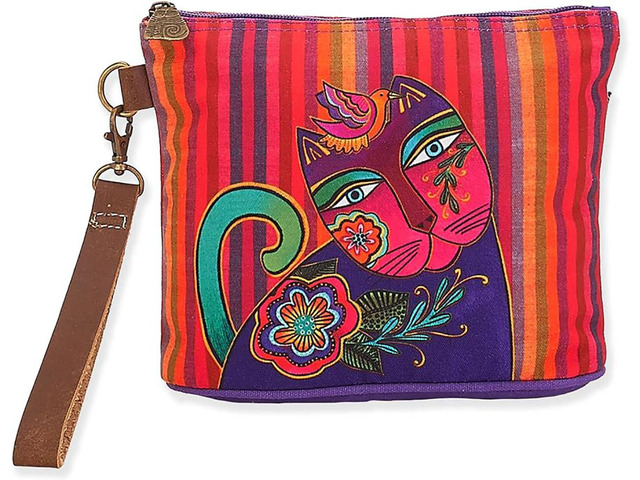 Sun 'N' Sand Laurel Burch Elena Cat Wristlet Multicolor Stripes, 9 x 2 x 6.5'