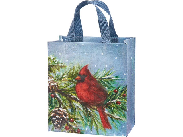 Primitives by Kathy Daily Tote - Winter Christmas Cardinal on Pine Branch