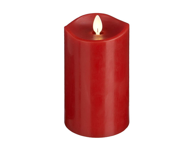 Luxury Lite Home Decor Flameless LED Wax Pillar Candle, Red, 3 x 6'