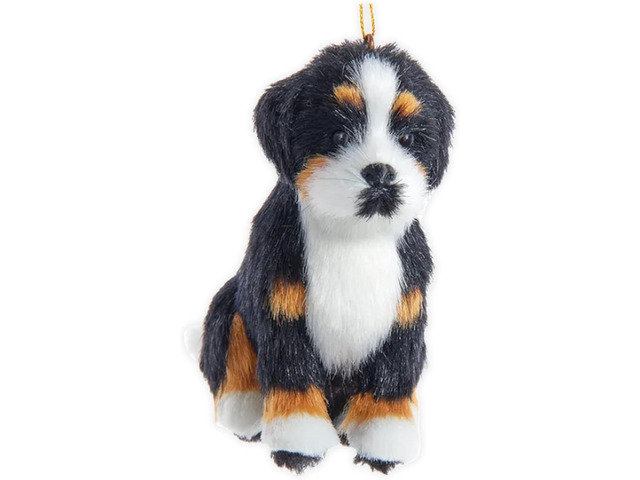 Kurt Adler F2242BM Furry Bernese Mountain Dog White 4' Hanging Holiday Ornament