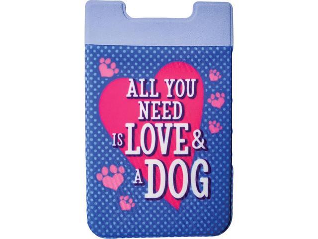 Spoontiques Cell Phone Wallet Stick-On Pouch for Cash and Cards - Love & A Dog