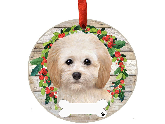Cockapoo Ornament - E & S Pets, DIY Personalizable, Ceramic Round Ornament