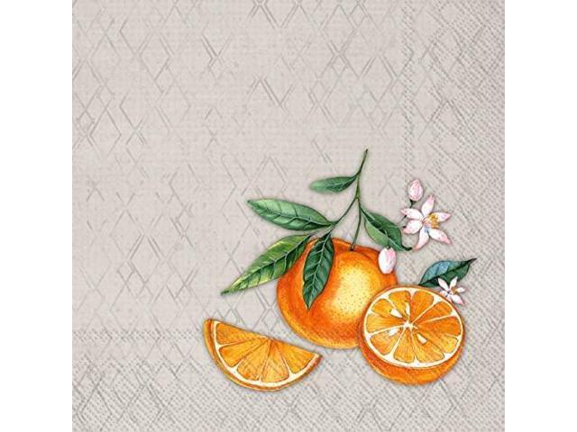 Boston International IHR 3-Ply Paper Napkins, 20-Count Cocktail Size, Orange Grey