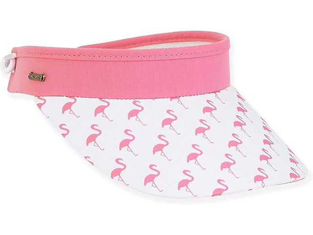Sun N Sand Women's Adjustable Coil Visor UV 50, Brim 3.5', Pink Flamingos