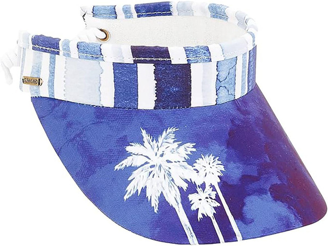 Sun N Sand Women's Adjustable Coil Visor UV 50, Brim 3.5', Blue Palm