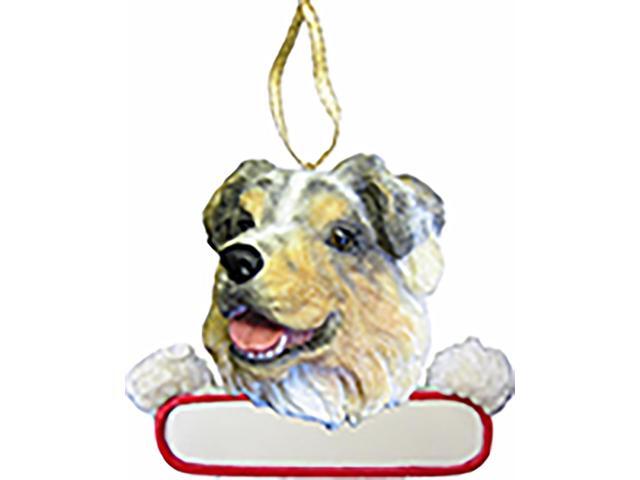 Australian Shepherd Ornament 'Santa's Pals' With Personalizable Name Plate