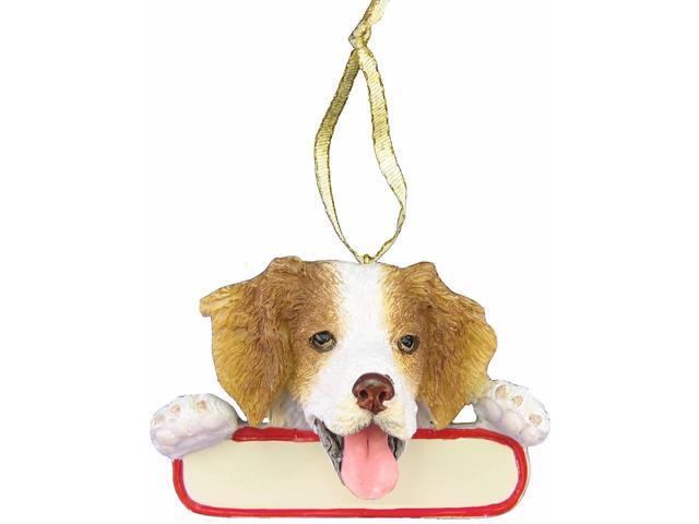 Brittany Spaniel Ornament 'Santa's Pals' With Personalizable Name Plate
