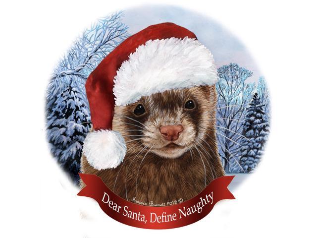 Holiday Pet Gifts Ferret Santa Hat Porcelain Christmas Tree Ornament