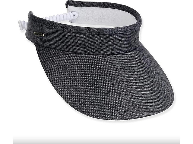 Sun N Sand Women's Adjustable Coil Visor UV 50, Brim 3.5', Solid Black
