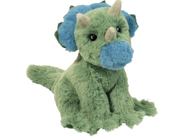 Douglas Roarie Soft Green Dino MIni Triceratops Plush Stuffed Animal, 8' long