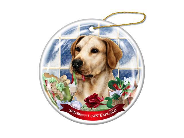 American Yellow Lab Dog Porcelain Ornament Pet Gift 'Santa. I Can Explain!'