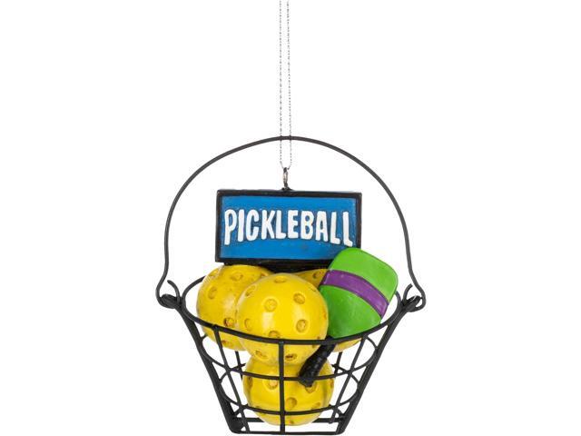 Ganz Pickle Ball Basket with Balls and Paddle Decorative Occasional Ornament