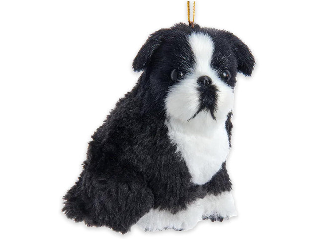 Kurt Adler F2242BT Furry Boston Terrier Dog 3.5' Hanging Christmas Ornament