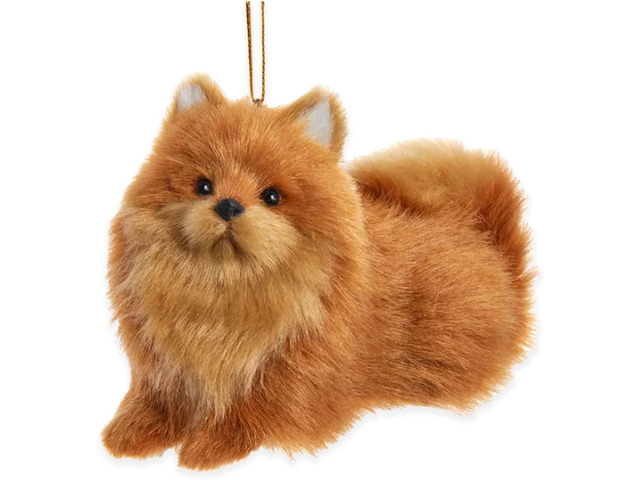 Kurt Adler F2242PM Furry Pomeranian Dog 4' Hanging Christmas Ornament