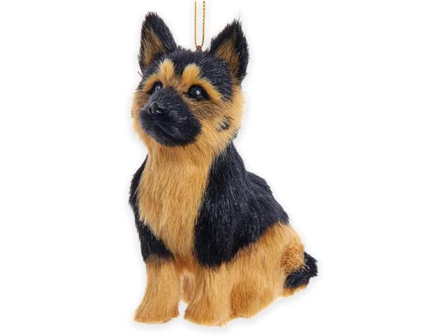 Kurt Adler F2242GS Furry German Shepherd Dog Brown 4' Hanging Christmas Ornament