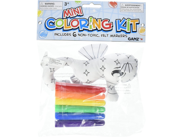 Ganz Elephant Plush Mini Coloring Kit (7 Piece), Seahorse with 6 Markers