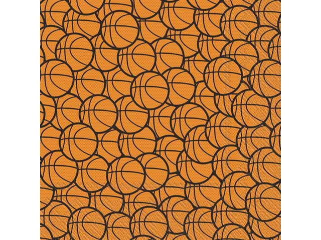 Boston International 5x5 in. Paper Cocktail Napkin Basketball Orange Pack of 20