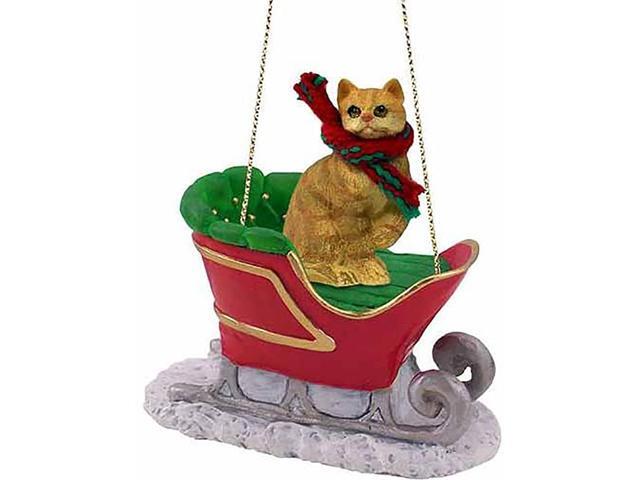 Conversation Concepts Red Shorthaired Tabby Cat Sleigh Holiday Ornament