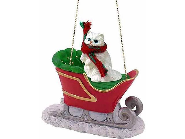 Conversation Concepts White Persian Cat Sleigh Holiday Ornament