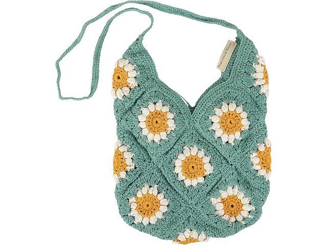 Primitives by Kathy Daisy Tote and Straps Feature a Crochet Style, 12 x 15'