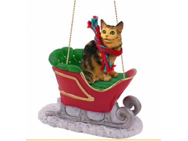 Conversation Concepts Brown Tabby Maine Coon Cat Sleigh Holiday Ornament