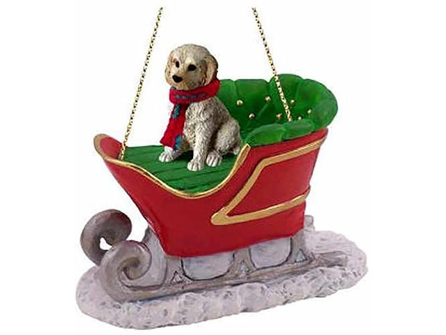Conversation Concepts Cream-Blonde Labradoodle Dog Sleigh Dog Holiday Ornament