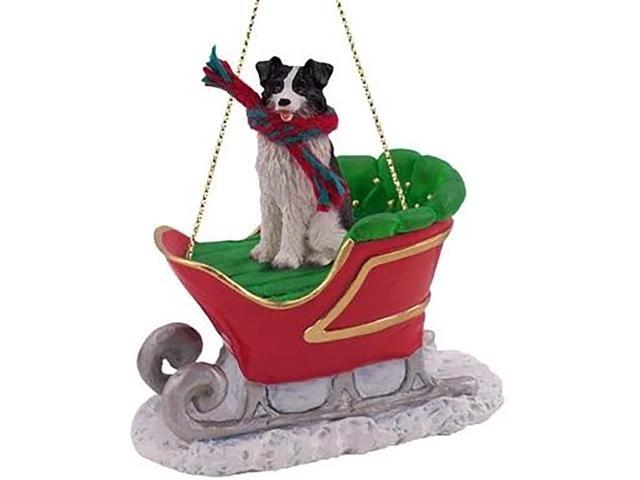 Conversation Concepts Border Collie Dog Sleigh Dog Holiday Ornament