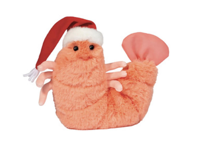 Douglas Holiday Salty Santa Shrimp with Santa Hat Plush Stuffed Animal Toy, 4.5'