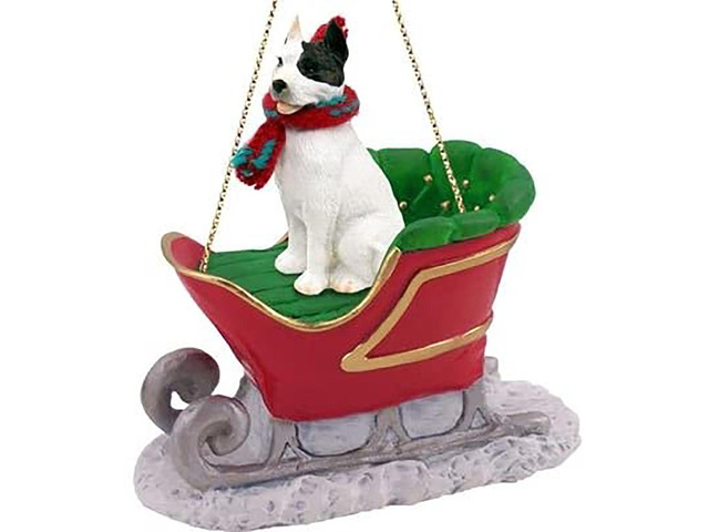 Conversation Concepts Pit Bull Terrier, White Dog Sleigh Dog Holiday Ornament
