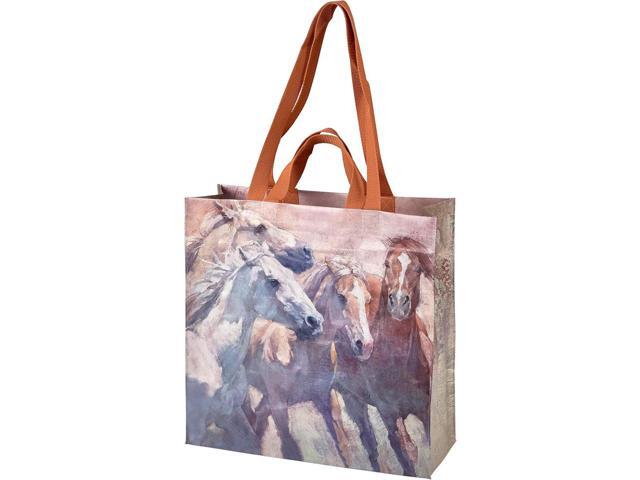 Market Tote - Running Horses, Double Sided, 15.50' x 15.25' x 6'