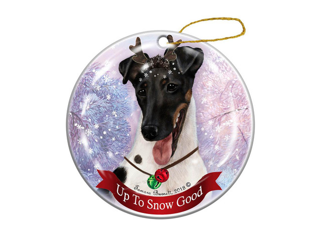 Holiday Pet Gifts Fox Terrier Tricolor Dog Porcelain Christmas Ornament