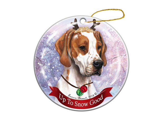 Holiday Pet Gifts English Pointer Red/White Dog Porcelain Christmas Ornament